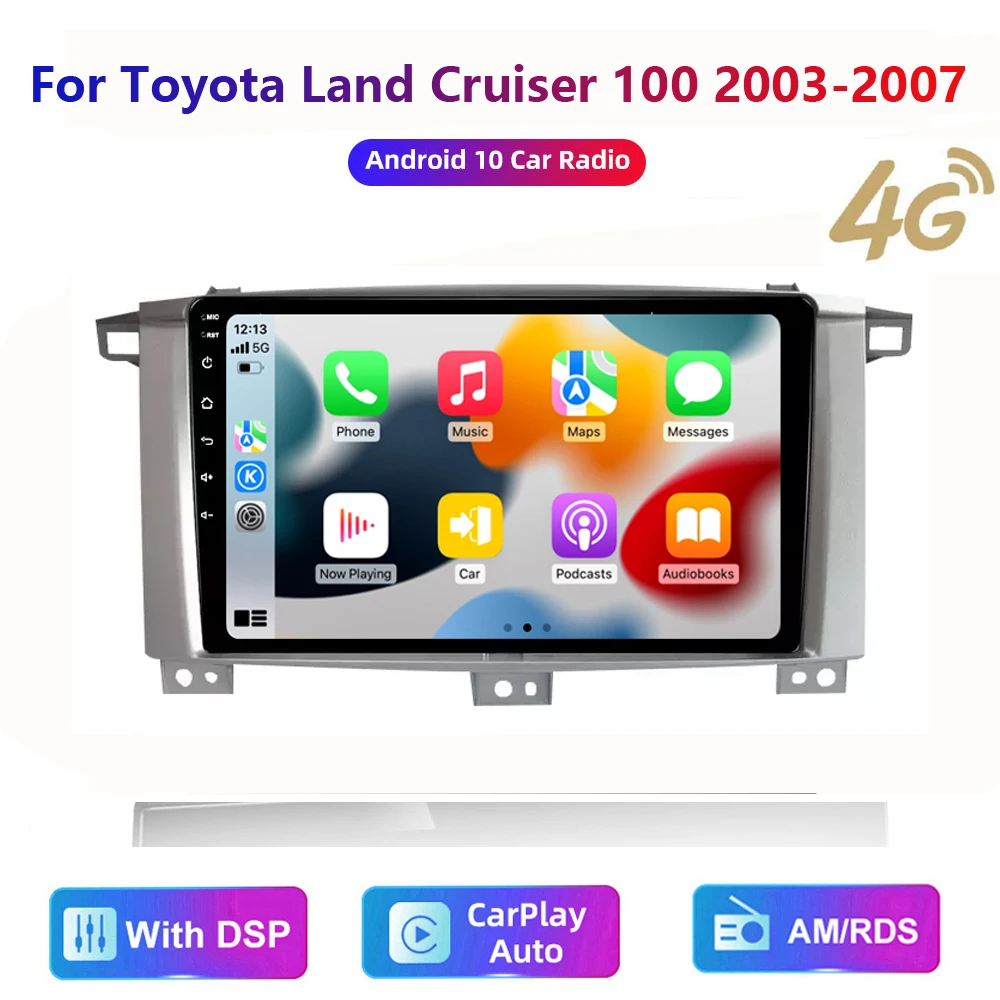 

HD мультимедийный Головной блок для Toyota Land Cruiser 100 2003-2007, автомобильное стерео радио, Android, видео, GPS Carplay, 4G AM/RDS/DSP