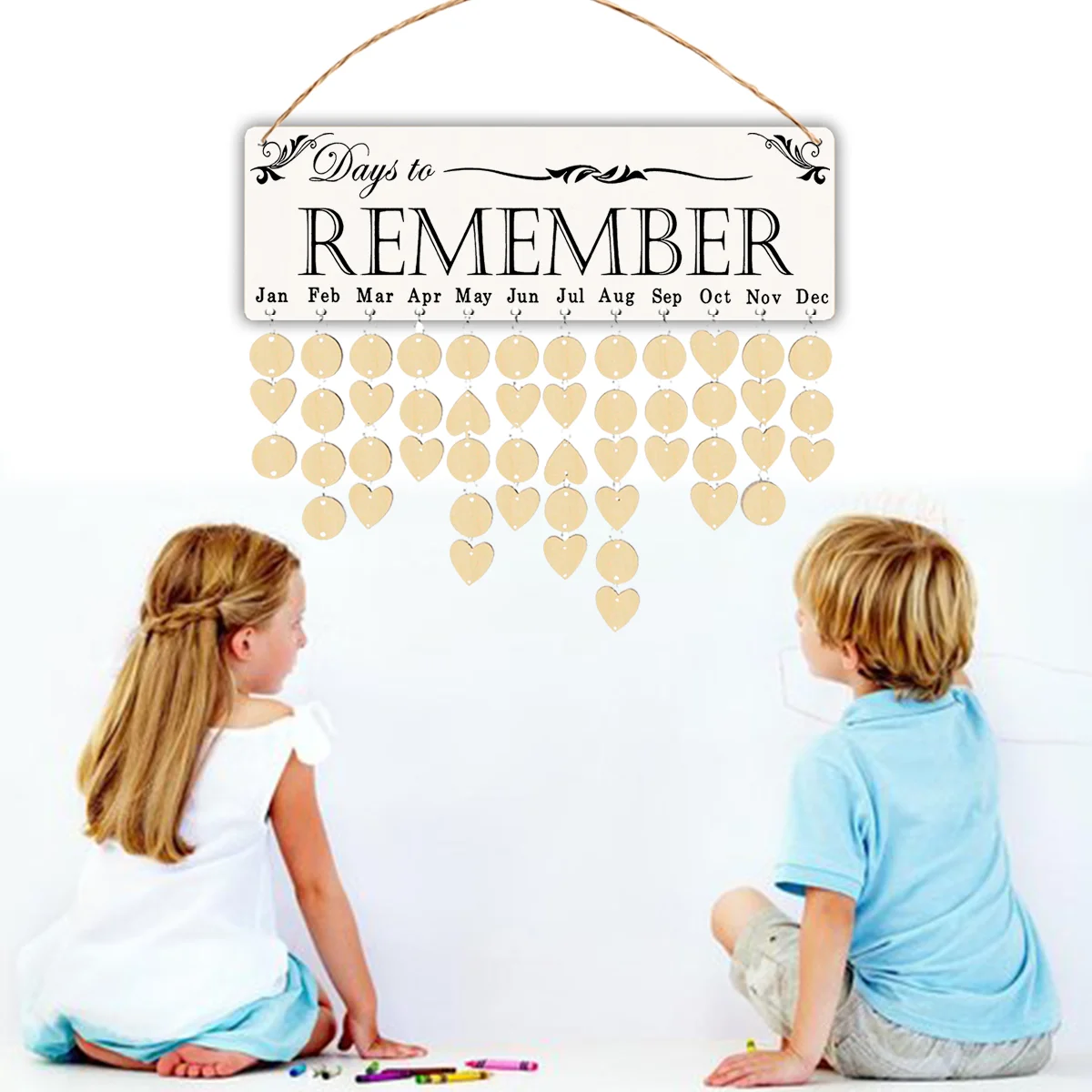 

Wooden Birthday Reminder Board DIY Days to Remember Dates Reminder Sign Rope Hanging Events Anniversary Celebration Calendar
