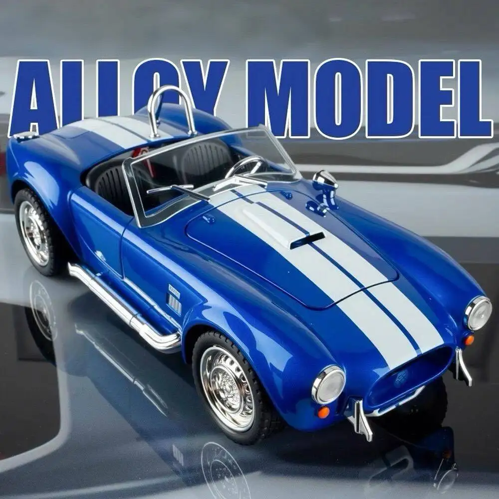 Фото 1:22 1965 Shelby Cobra 427 S/C сплав родстер модель спортивного автомобиля литой под давлением металл классический автомобиль модель звука свет детская игрушка в подарок №2