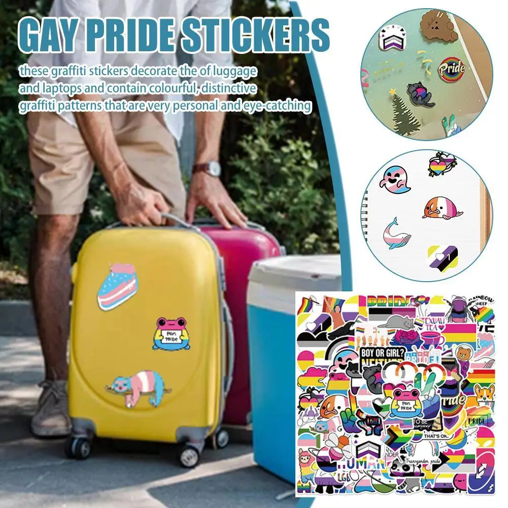 

Наклейки радужные в бисексуальном стиле, 100 шт.