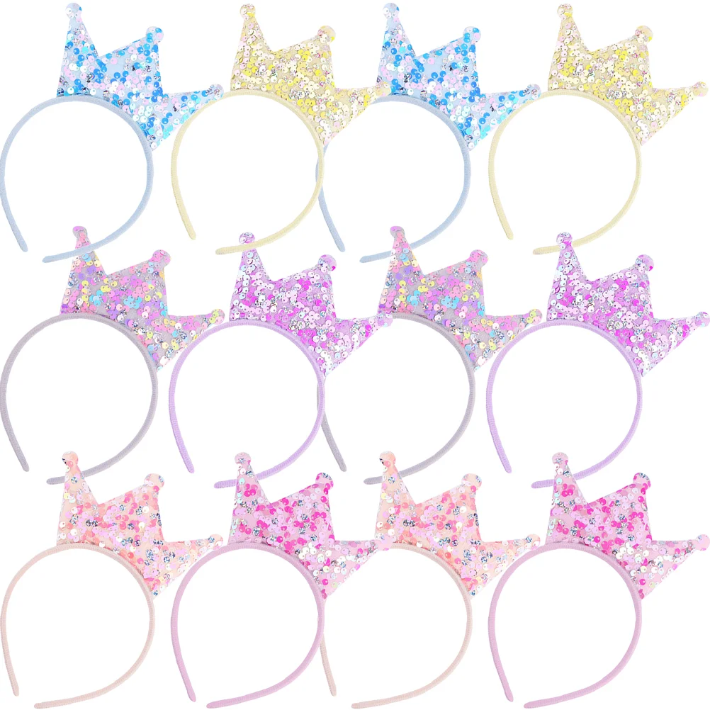 

12 шт. Корона повязка на голову Корона-дизайнерский женский обруч для девушек обручи с блестками отделка украшение