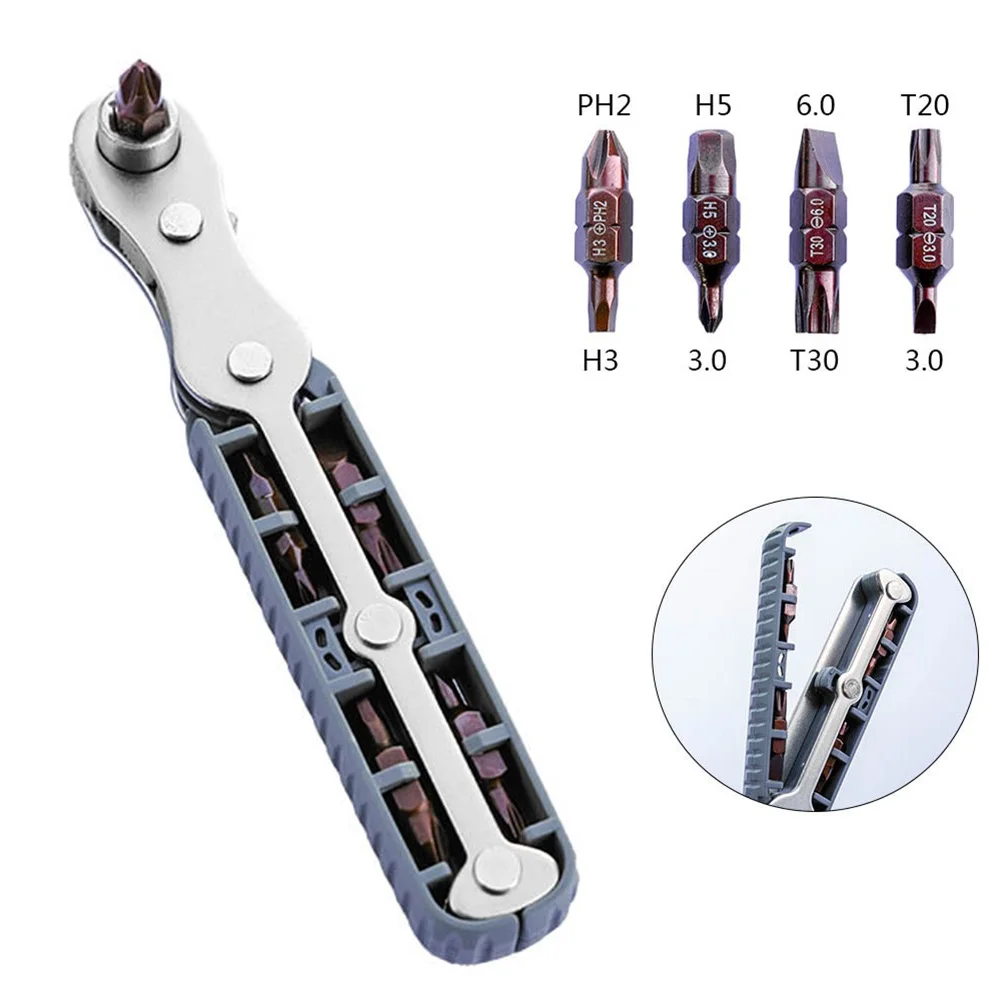 

135mm Mini Magnetic Ratchet Wrench W/ Hexagon Torx Bidirectional Control Screwdriver Drill Bit For 1/4 Square Drive Sockets