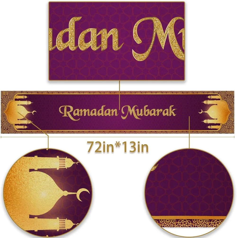 Ramadan Mubarak Table Runner Iftar Eid Al-fitr Mosque Muslim Islamic Religious Holiday Kitchen Dining Room Home Decoration