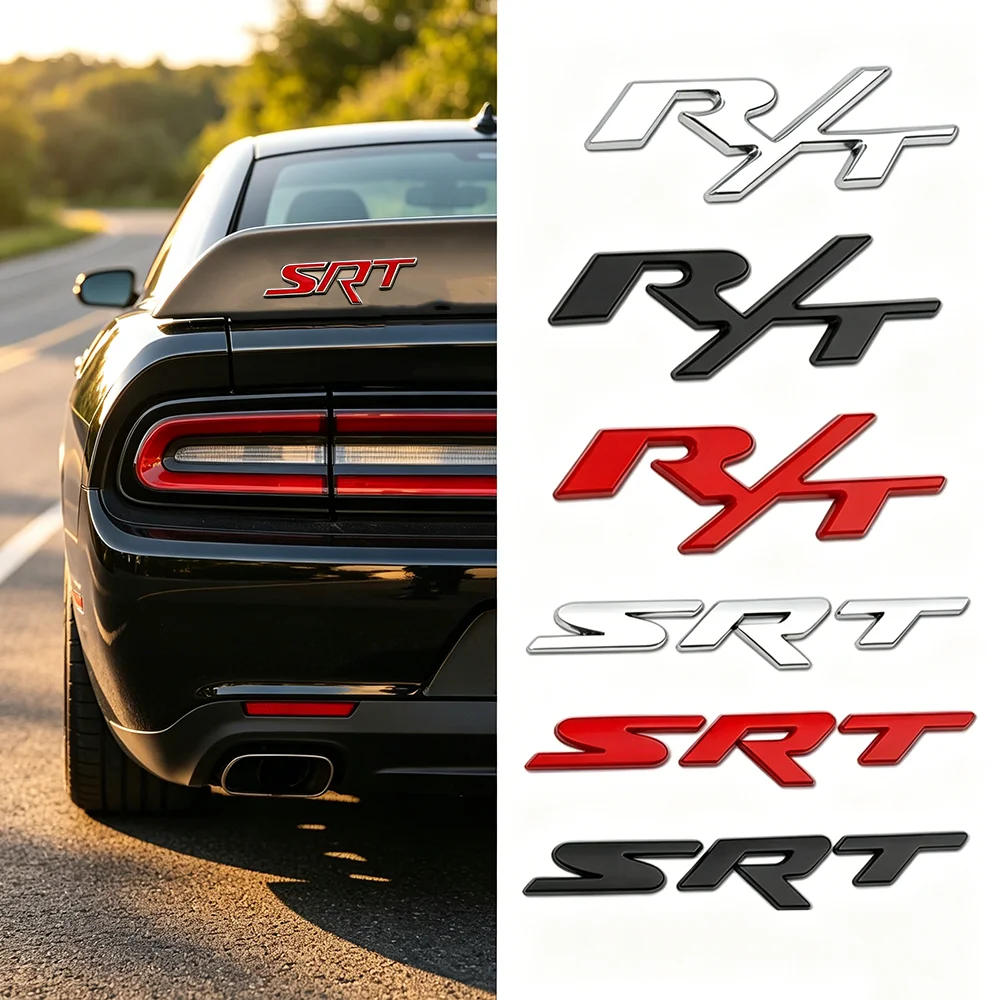 Фото 3D-эмблема из цинкового сплава SRT R/T для боковых крыльев и багажника автомобиля, аксессуары для тюнинга Dodge Challenger Charger Durango Ram №1