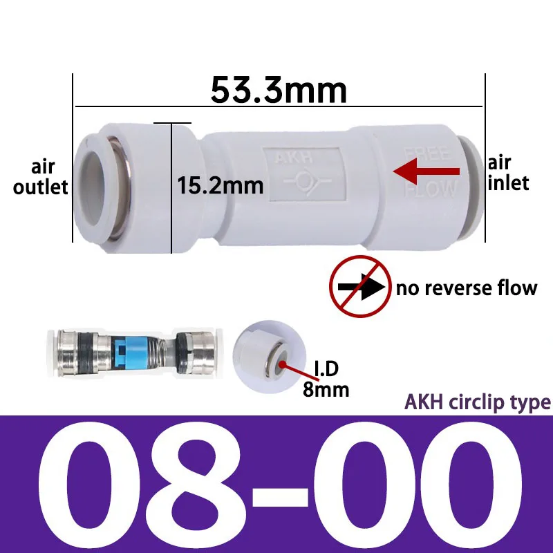 

AKH односторонний воздушный обратный клапан прямого пневматического управления 4 мм 6 мм 8 мм 10 мм пневматический одноходовой клапан AKH4/AKH6/AKH8/AKH10/AKH12 SMC