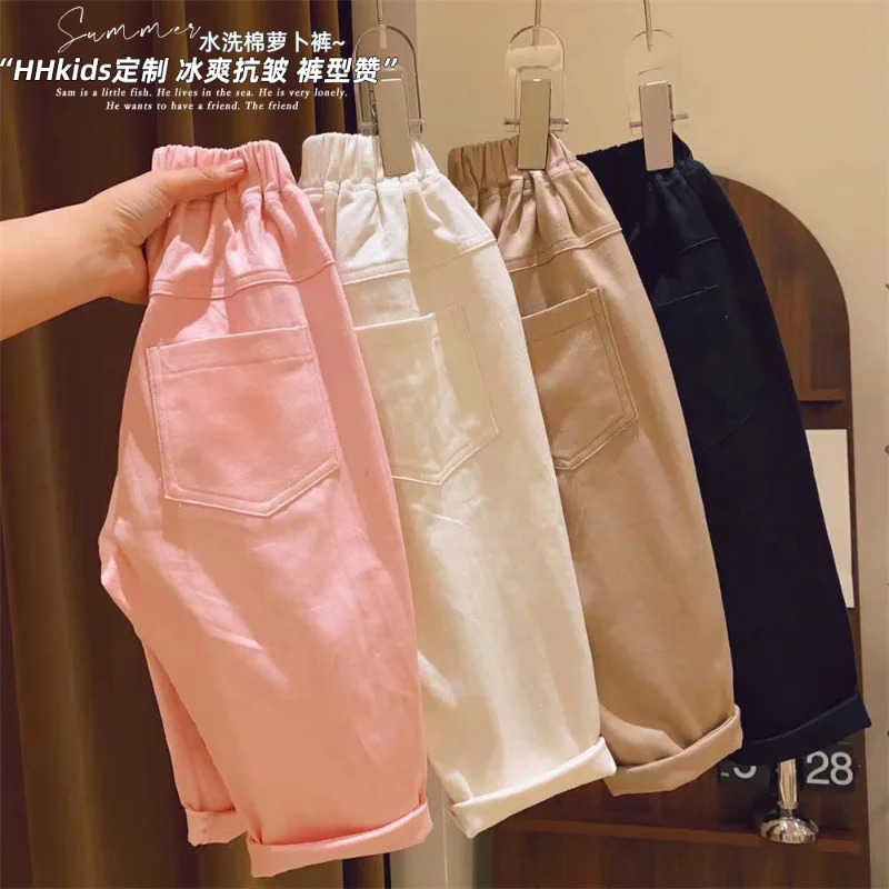 

Organic Cotton Baby Pants Korean Style Girls' Casual Trousers for Kids Loose Flared Pants 2023 Spring Summer Children's Pants