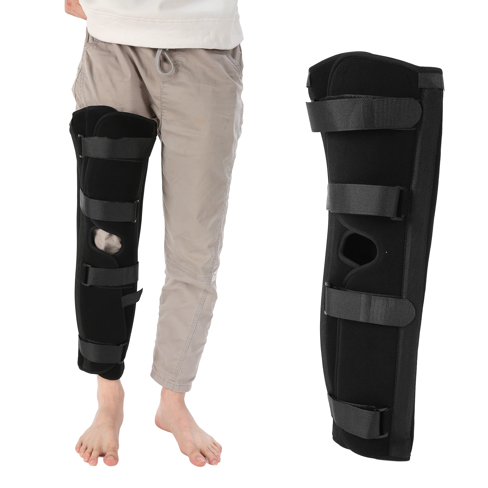 

Knee Brace Splint One Piece Knee Immobilizer Support with Steel Plate Brackets for Leg Injury Recovery Knee Sprain Fixation