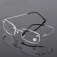 2022 rimless business alloy reading glasses women men ultra light anti blue light ultra light hingeless mirror hd eyeglasses