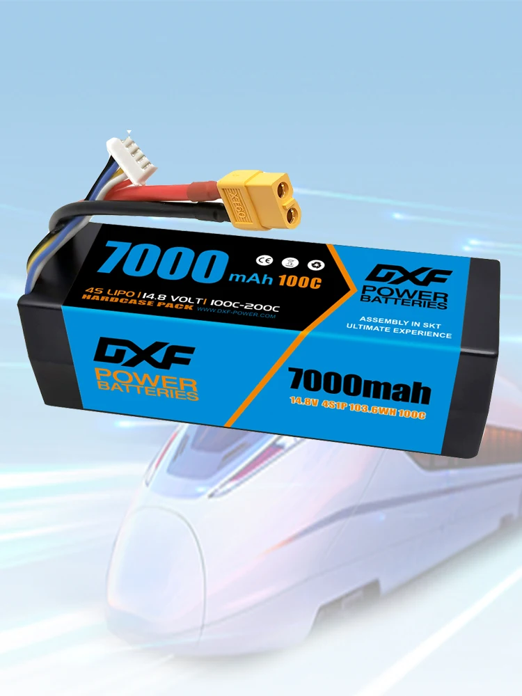 DXF Lipo 4S 7000mAh 14.8V Battery 100C Blue Version Graphene Racing Series HardCase for RC Car Truck Evader BX Truggy 1/8 Buggy