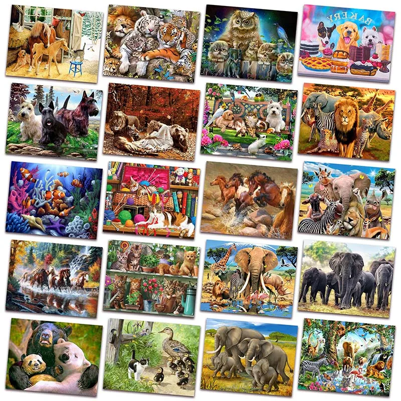 

New 5D DIY Diamond painting mosaic Animals lion tiger Full Diamond embroidery cross stitch elephant bear dog cat Home decor X032