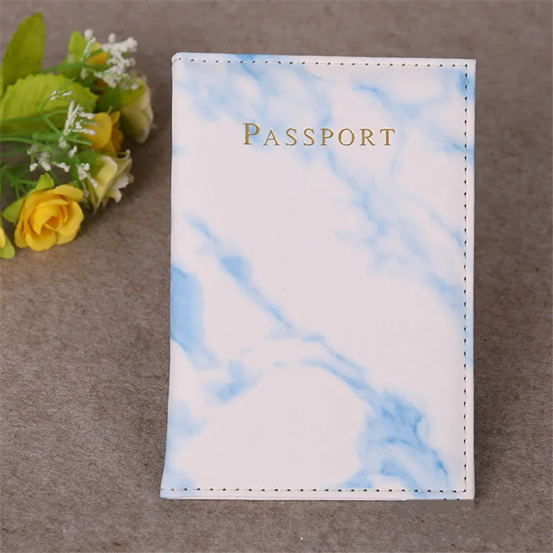 Fashion Women Men Passport Cover Pu Leather Marble Style Travel ID Credit Card Passport Holder Packet Wallet Purse Bags Pouch 4