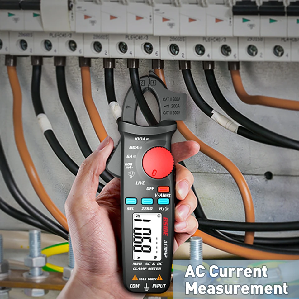 

ACM92 Digital Clamp Meter Multimeter DC/AC Current True RMS 6000 Counts Auto Rang Amp Voltage Meter Ohm Hz NCV Continuity Tester