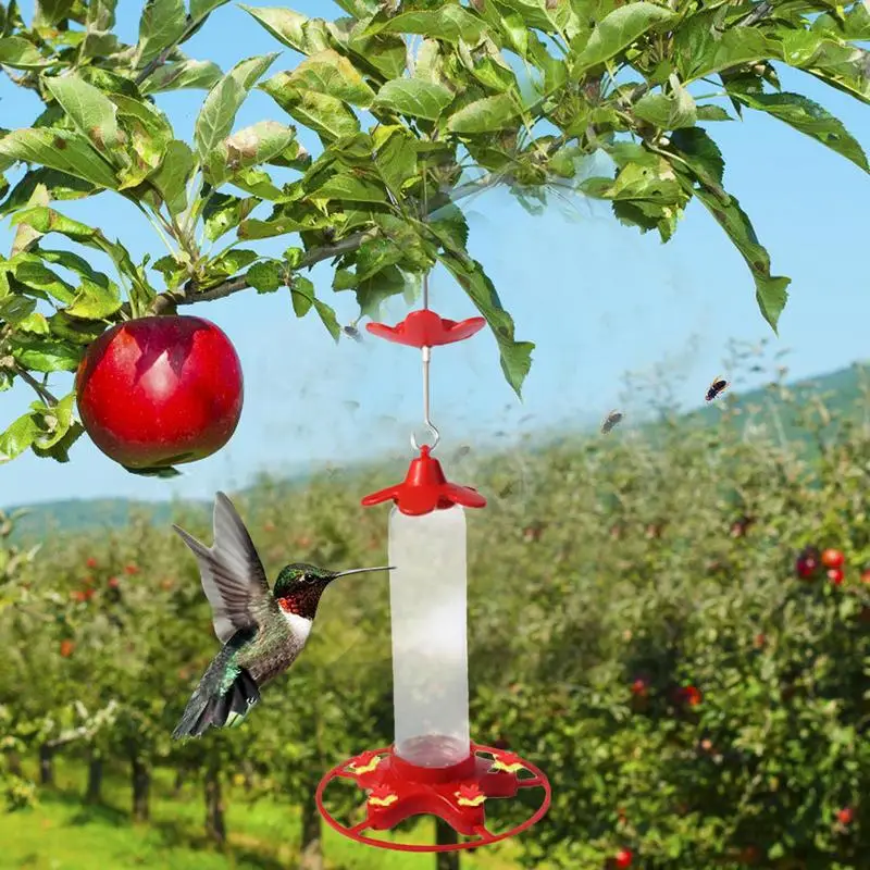 

Кормушка красная для Колибри, кормушка для природы, кормушка для красного Колибри с перцем и встроенным муравьиным мотом, 5 портов для кормления