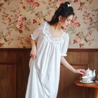 spring summer new womens nightwear sexy lace long nightgown sleepwear palace style loose night dress princess casual home dress