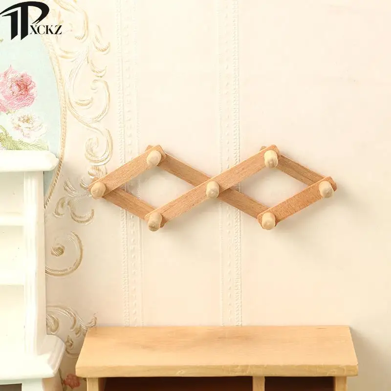 

Dollhouse Hanging Rack Hanger Retractable Folding Wall Rack Miniature Clothes Hanging Hook Hanging Hanger Hook Furniture Model