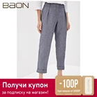 Льняные брюки с отворотами Baon B290025