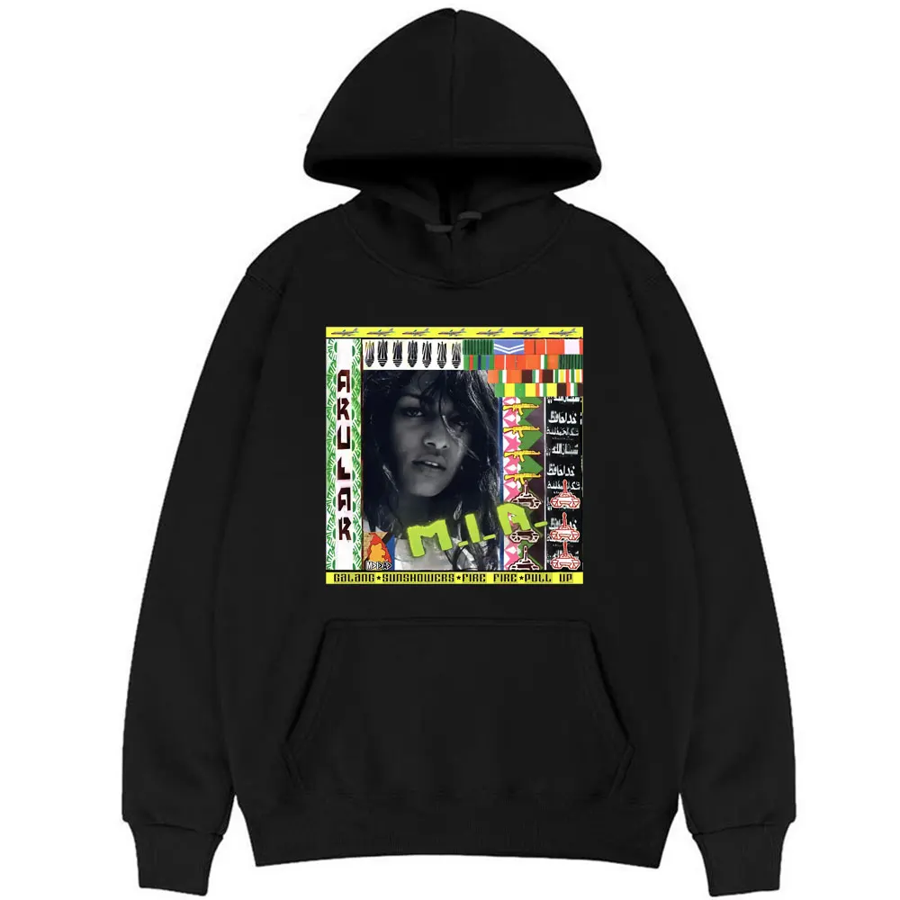 

Rapper M.I.A Arular Album Print Hoodie Galang Sunshowers Fire Fire Pull Up Sweatshirt Men Women Fashion Hip Hop Loose Hoodies