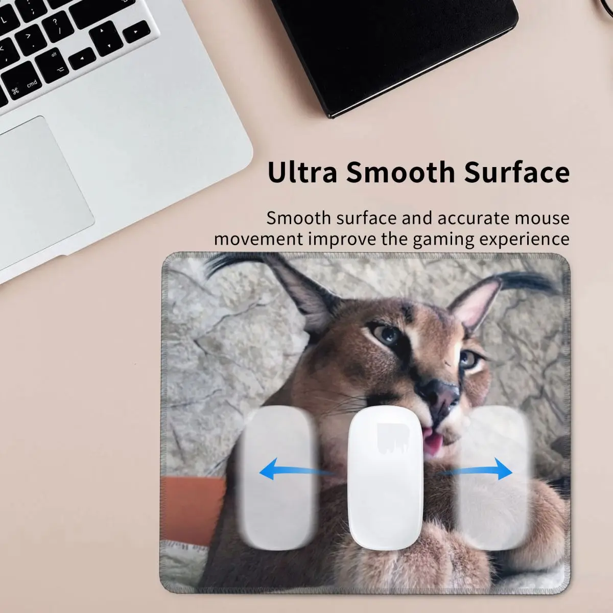 Коврик для мыши с милым каракальным котом водонепроницаемый игровой коврик