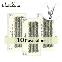 natuhana lashes 10 cases lot fish tail eyelash dove tail individual eyelashes extensions faux cilios short stem bunche cluster