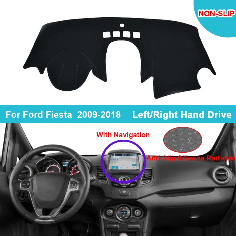 

2 Layers Car Dashboard Cover Carpet Sun Shade For Ford Fiesta 2009 - 2014 2015 2016 2017 2018 With Navigation Dash Mat Dashmat