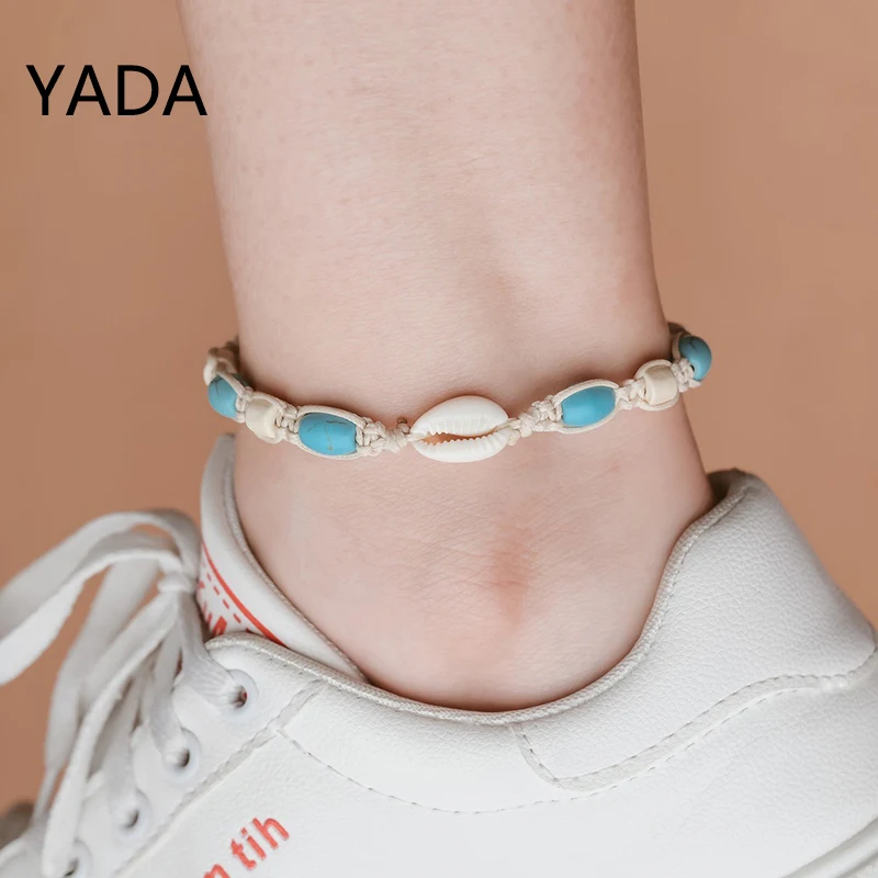 YADA Bohemia Natural Shell Beads Anklets For Women Summer Beach Foot Ankle Barefoot Sandals Strap Bracelet Ankle Female AT220001