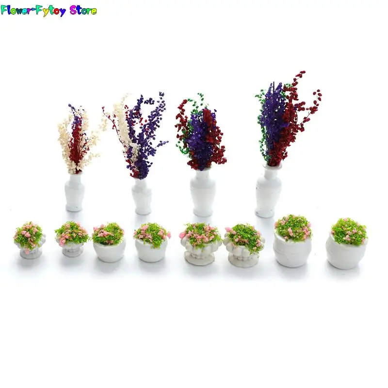 

1/2pcs Dollhouse Furniture 1:12 Accessories Mini Green Plant Bonsai Flower Pots