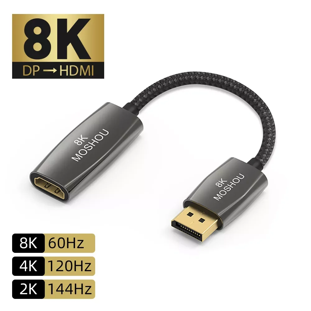 

Кабель-адаптер DisplayPort 1,4-HDMI 2,1, 8K, 60 Гц, 4K, 120 Гц