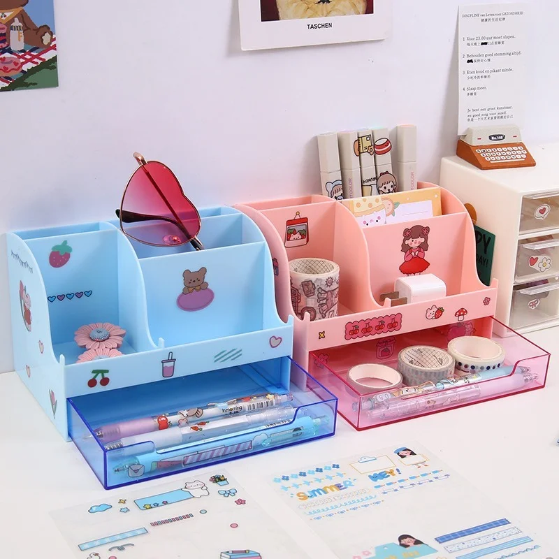 

Desk Storage Box Organizer Drawer Student Stationery Shelf Dresser Finishing Box Simple Pen Holder Stationery Office Supplies