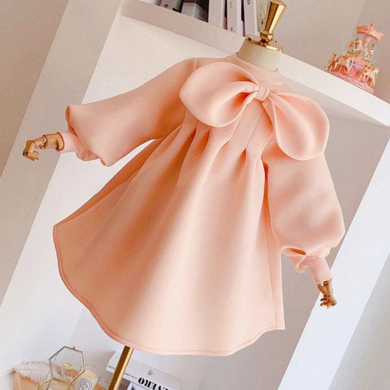 

Girl Long Sleeve Winter Dress Sweet Pink Color Princess Party Dress Ball Gown for Toddler Girl Birthday Gift Dress