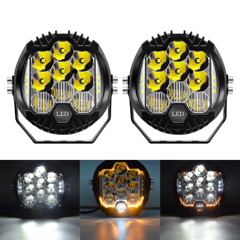 

1pcs 5Inch LED Headlights DRL Hi/Lo Beam 50W 5000LM Work Light 9LEDS For Niva Motorcycle Lada Offroad 4x4 UAZ Wrangler Jeep JK