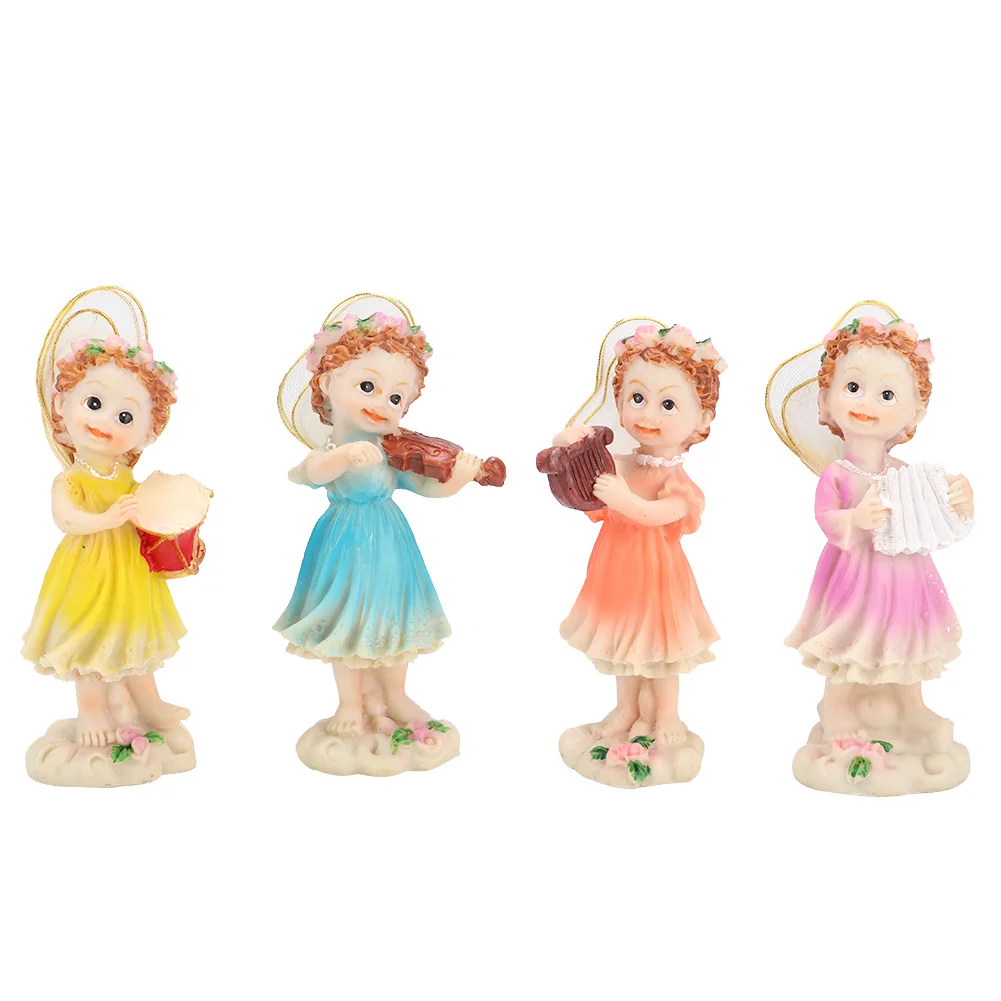 

4pcs Lovely Resin Garden Simulation Fairy Ornament Yard Statues Landscape Decoration