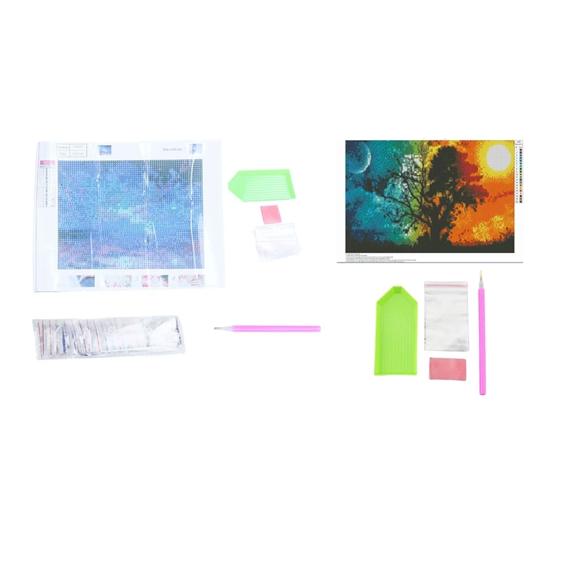 

2Set 5D DIY Diamond Painting Wish Tree Sun And Moon/Scenery Love The Sky Embroidery Craft Cross Stitch Painting Rhinestone Diama