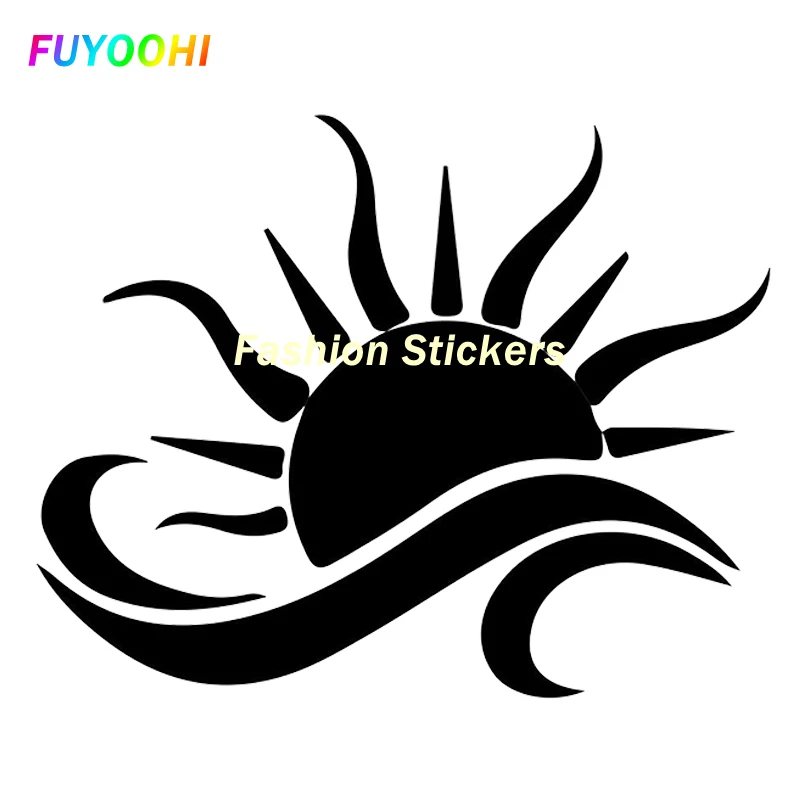 

FUYOOHI Exterior/Protection Fashion Stickers WAVE SUN DECAL CAR TRUCK WINDOW LAPTOP STICKERS CUTE EARTH NATURE Car Accessories