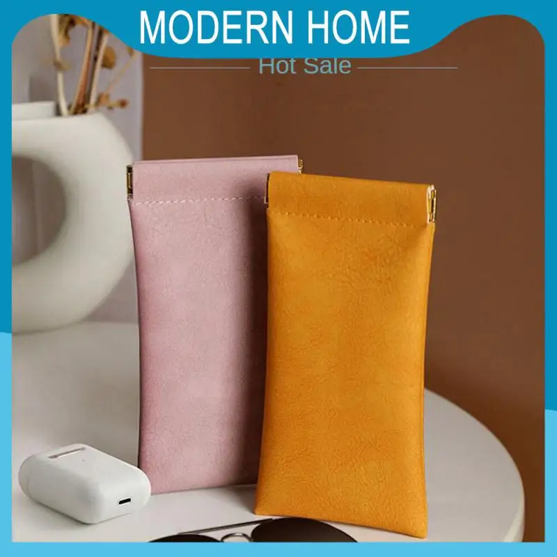 

Shrapnel Mouth Automatic Closed Glasses Bag Comfortable Pvc Leather Glasses Storage Mens And Womens Texture Glasses Storage Bag