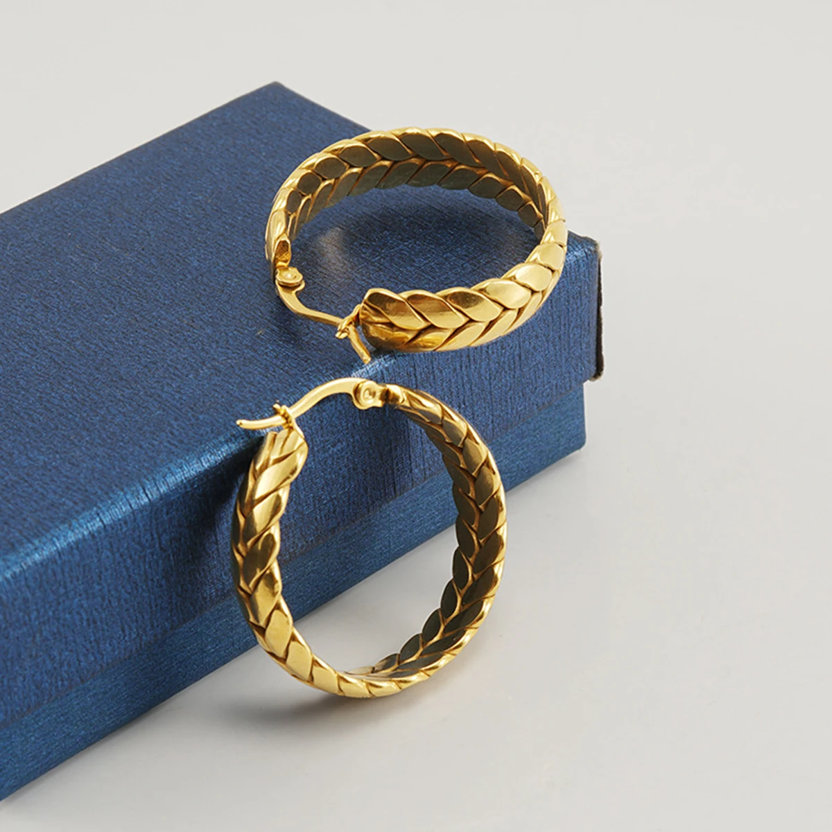 Винтажные плетеные цепи из нержавеющей стали круглые серьги-кольца креативные