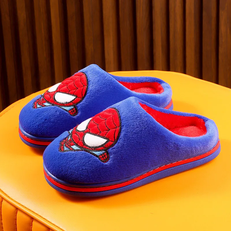 

Disney Spiderman Home Slippers plush Designer Kids plaform Warm Shoes Slip on Baby Boys Shoes Child Flats