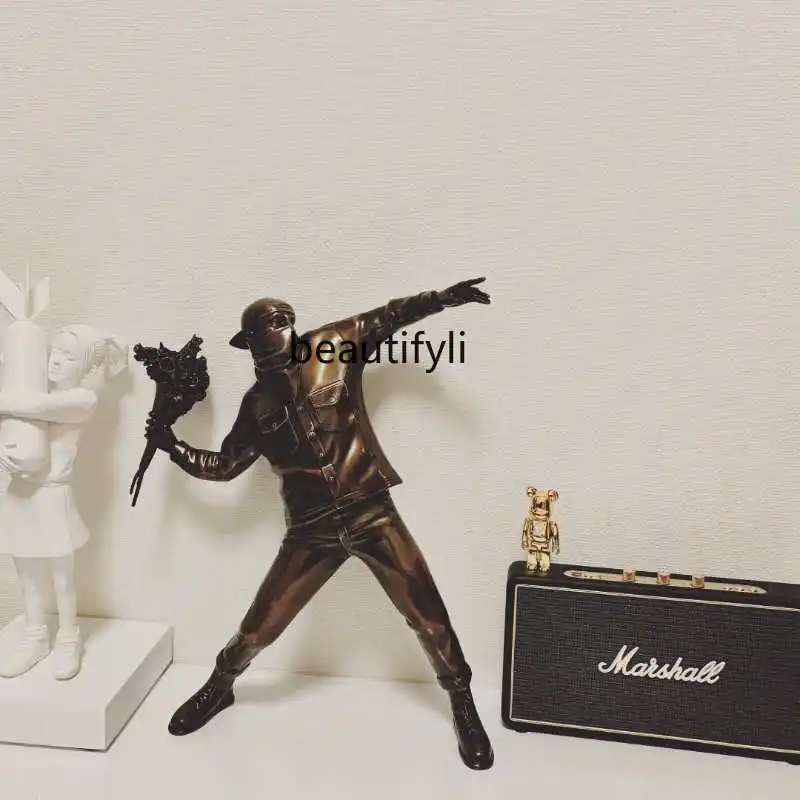 

GY Flower Throwing Boy Goddess White Fashion Art Sculptured Ornaments Ins Gift