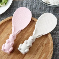 new home wheat straw rabbit spoon can stand up rabbit rice shovel rice cooker rice spoon creative non stick rice cartoon rice sp