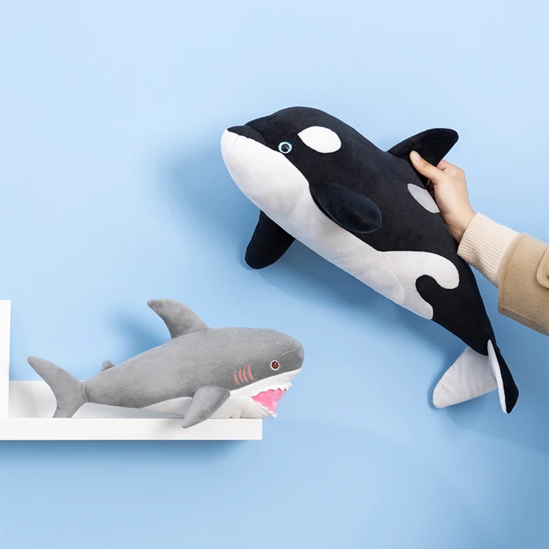 40/50CM Giant Killer Whale Doll Pillow Whale Orcinus Orca Whale&Shark Plush Toy Doll Shark Kids Boys Soft Toys Nice Gift