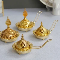gold plated aromatherapy furnace metal hollow crafts decoration living room office incense furnace candle holder home decoration