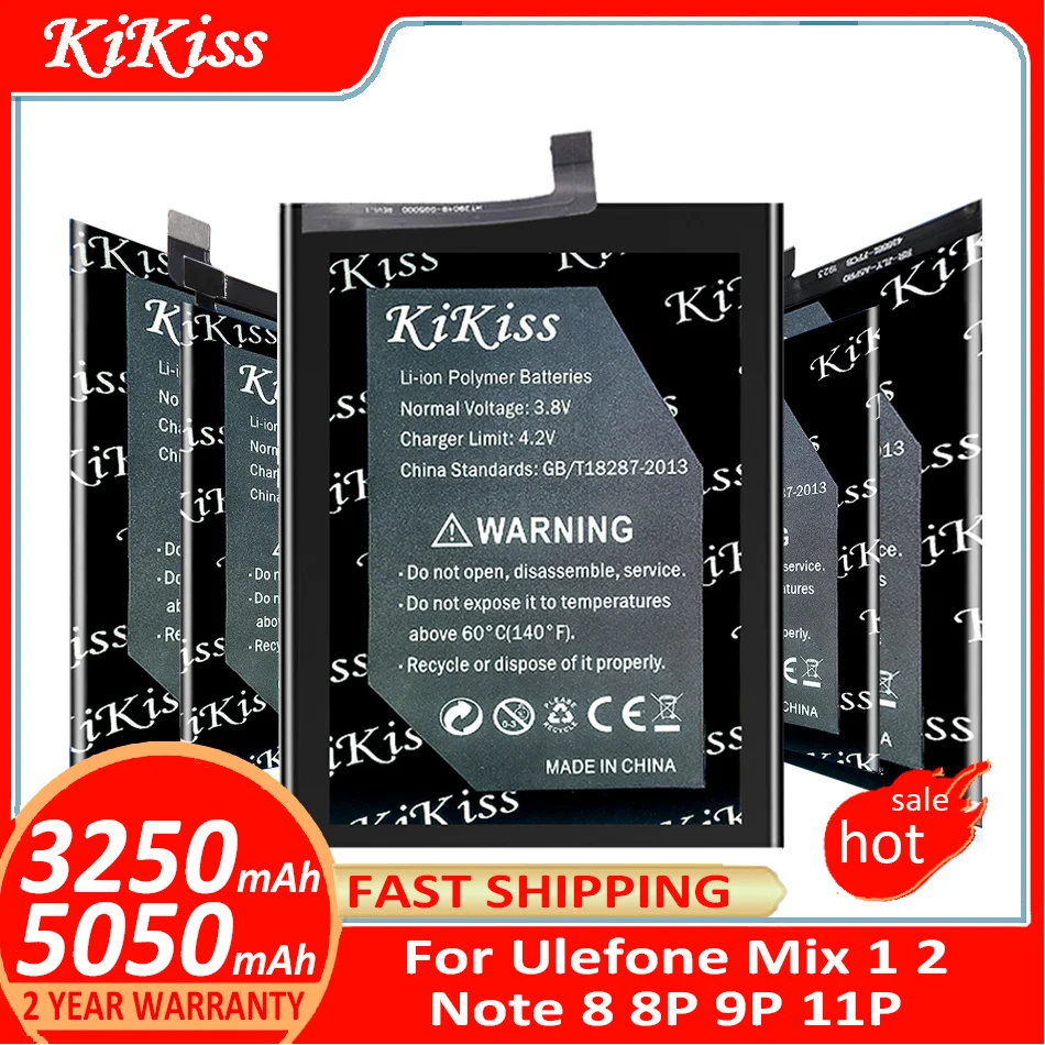 Аккумулятор KiKiss для Ulefone Mix 1 2 Mix1 Mix2 MTK6750T/Note 8 8P 9P 11P Note8 Note8P Note9P Note8 Note11P, аккумулятор большой емкости