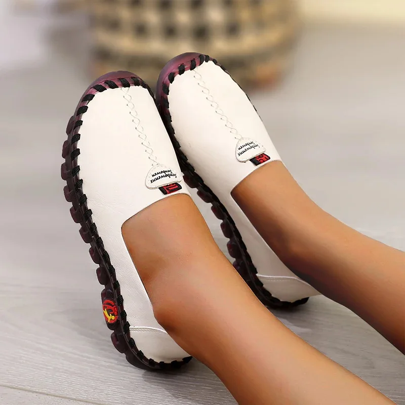 

2022 Flats Women Shoes Korean Style Thick Sole Shoes for Women Cozy Leather Slip on Shoes Pregnant Woman Loafers Chaussure Femme