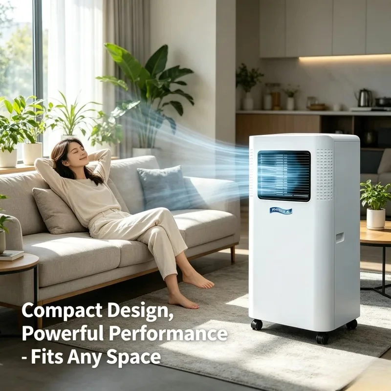 Фото Новый портативный мини-кондиционер 2026 года, 9000 BTU, с LED-дисплеем и пультом ДУ, для дома, офиса, автофургона, использования на улице №1