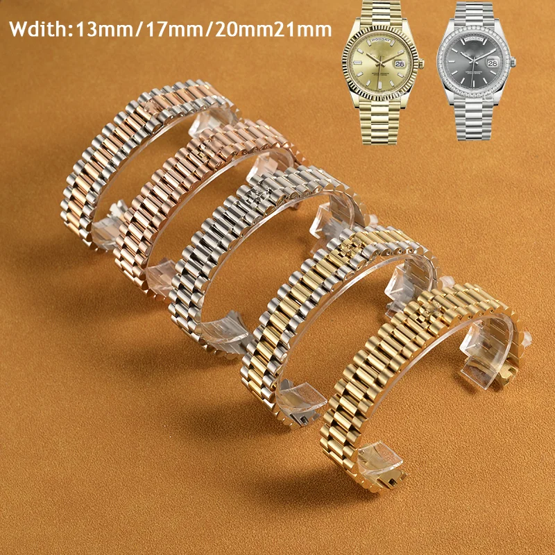 Cruved End Band For Rolex Watch For Repacement Wrist Straps 13mm 17mm 20mm 21mm Stainless Steel Bracelet Watchband