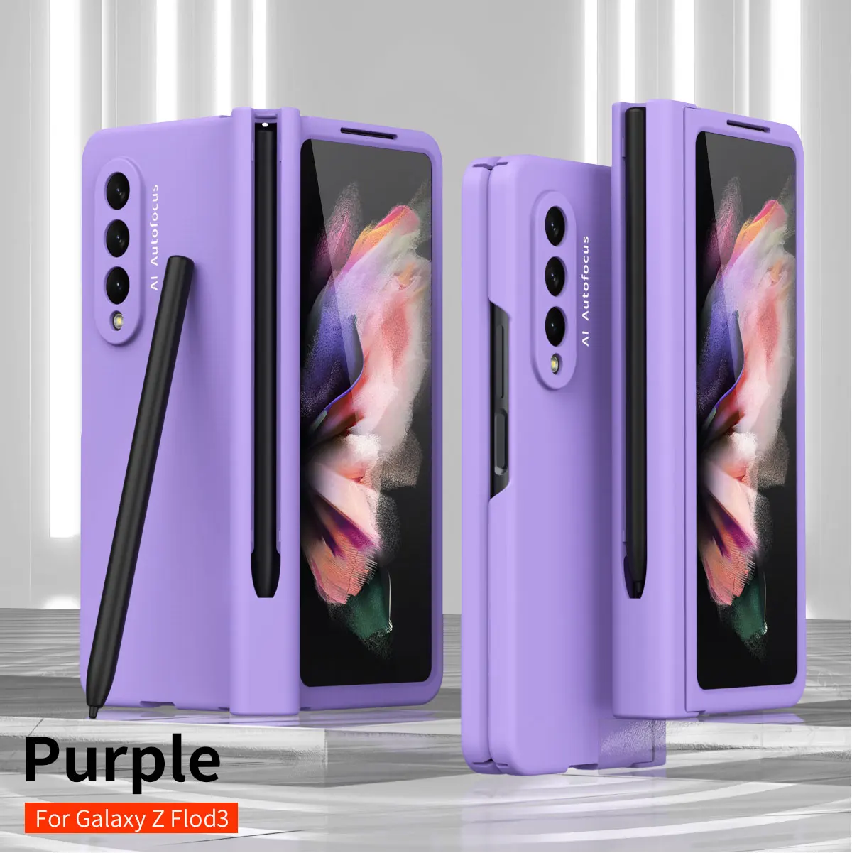 

Hinged Coverage Full Protection Case with S Pen Holder for Samsung Galaxy Z Fold 3 W22 5G Screen Glass Armor Hard Cover