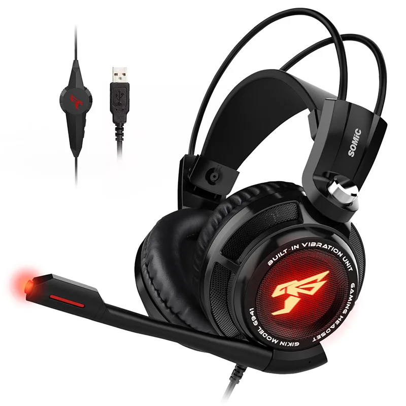 G941 Head Mounted Gaming Headset 7.1 Vibration Deep Bass Sound Effect RGB Breathing Backlight for Computer Laptop Gamer Earphone