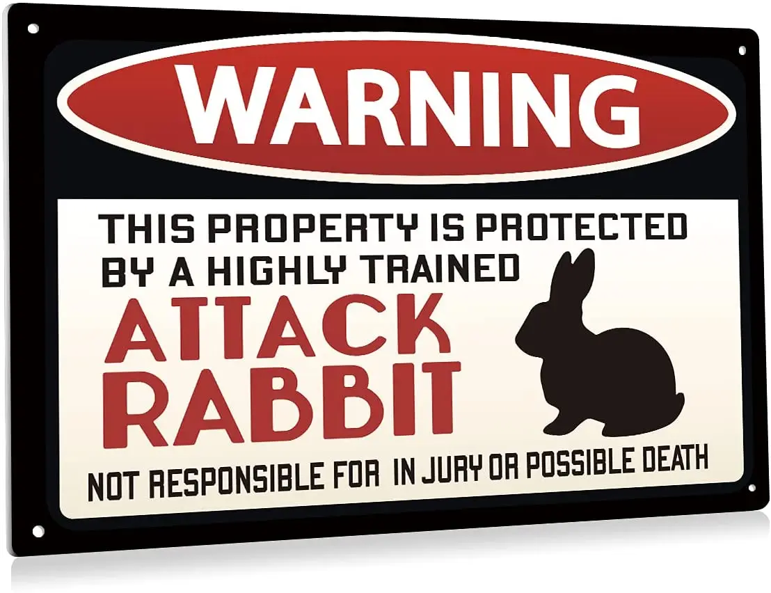 

Предупреждение ждающий знак, металлический жестяной знак в виде кролика для дома и улицы, декоративные подарки-8x12 дюймов