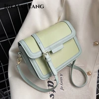 small contrast color leather flap crossbody sling bags for women 2022 summer fashion luxury handbag simple shoulder bag ladies
