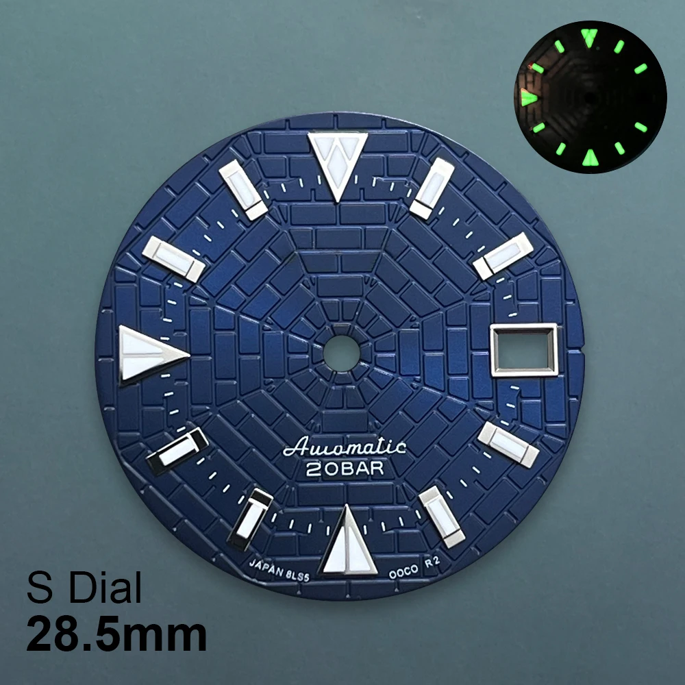 Циферблат QUJING 28 5 мм зеленый светящийся для механизма NH35