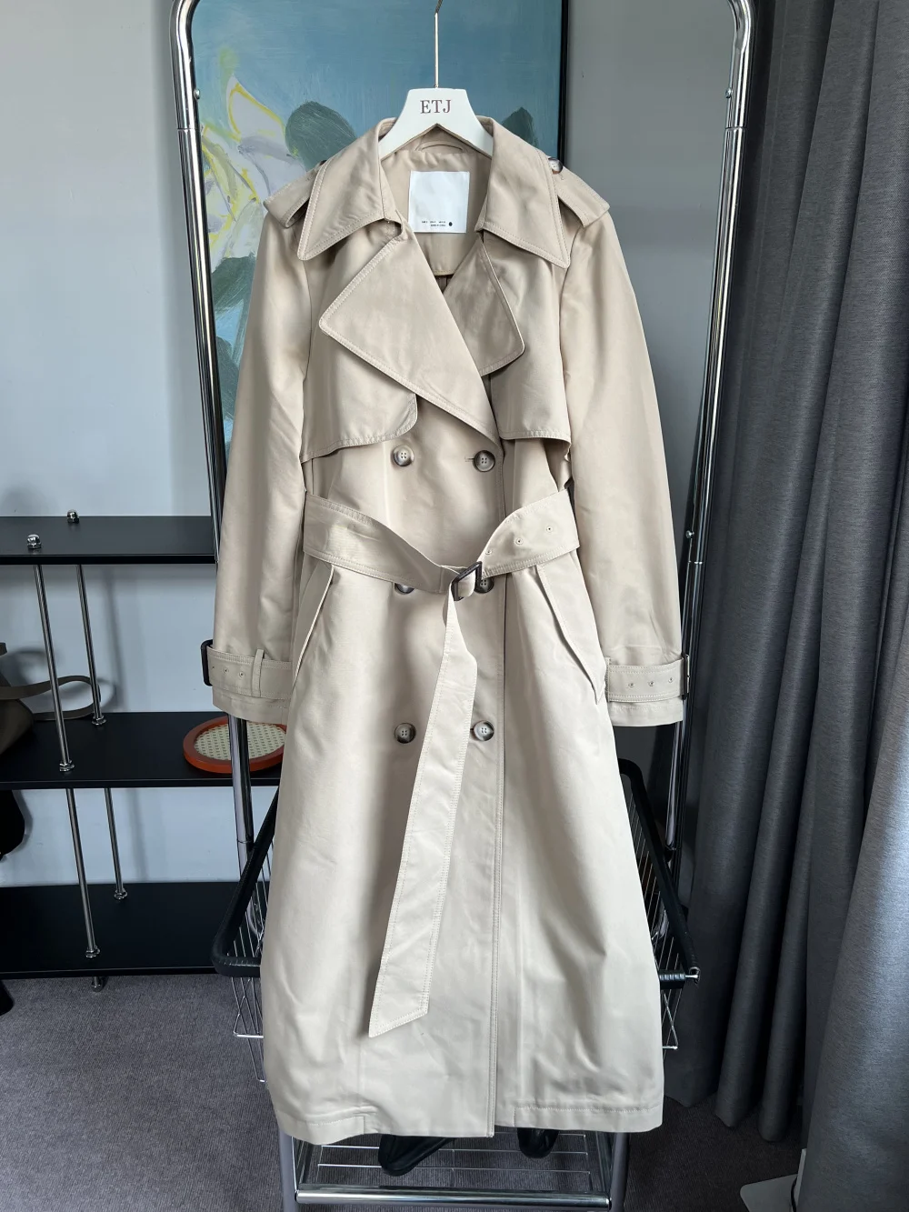 

Trench coat for wome 2023traf autumn and winter new classic lapel double breasted wide belt khaki trench coat